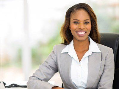 professional black woman with relaxed hair