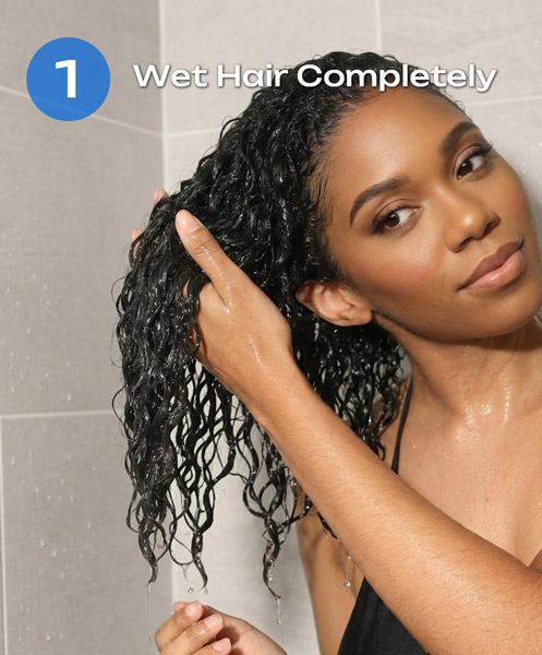 1 wet hair completely
