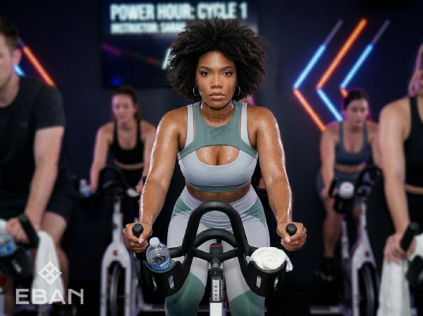 Ebane during spin class